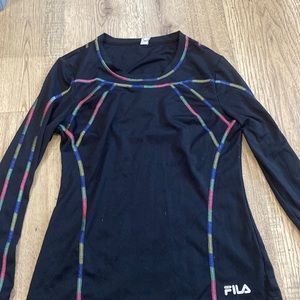 Fila performance long sleeve running shirt size small mesh back
